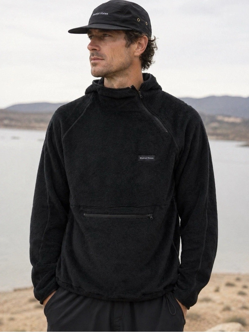District Vision Polartec Hooded Running Midlayer Black Mens Small Performance